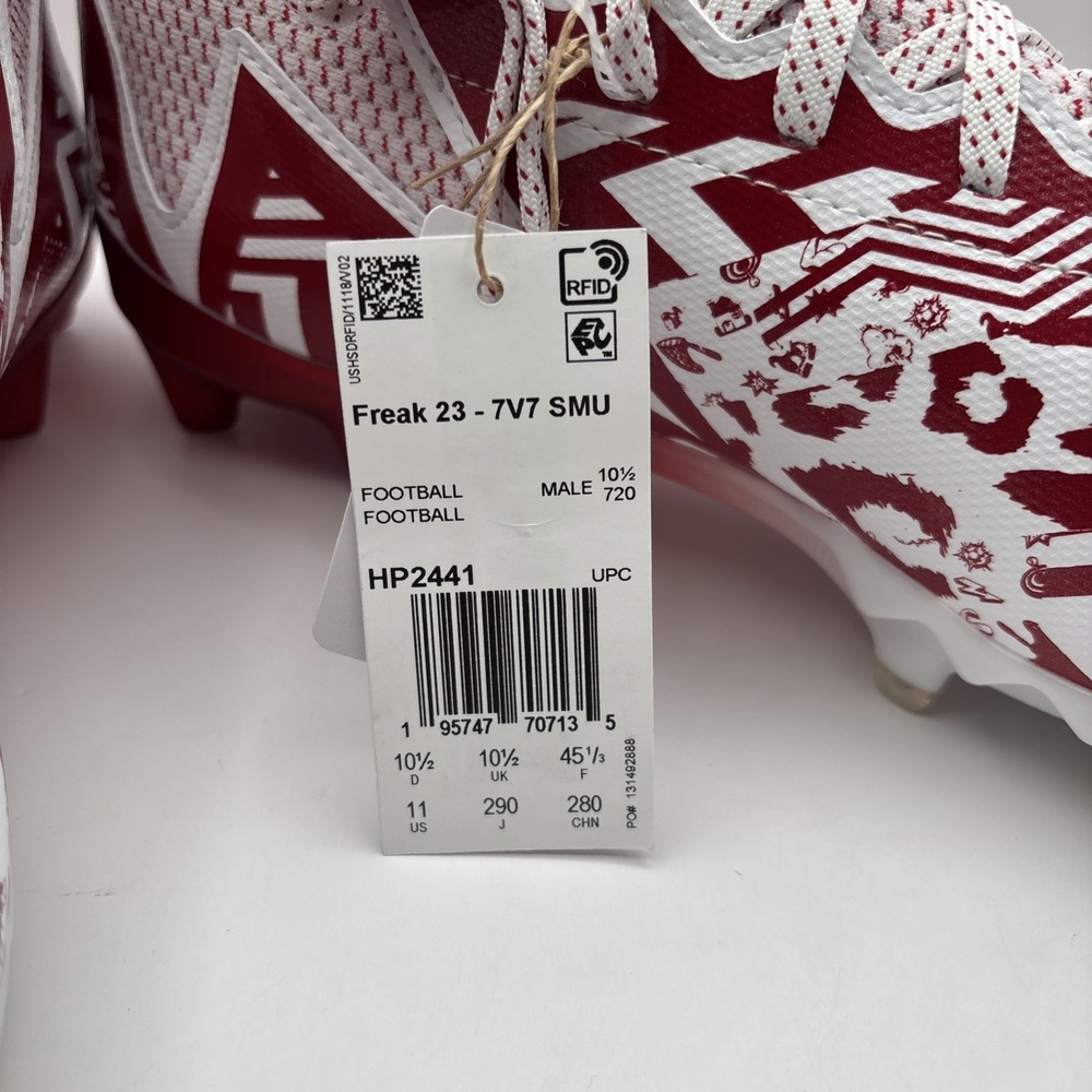 Adidas Freak 23-7V7 SMU Football Cleats White Red HP2441 Men Size 11 Brand New‎ - Picture 5 of 7